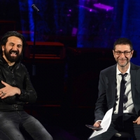 Foto Nicoloro G.  01/02/2014  Milano    Trasmissione televisiva su Rai3 " Che tempo che fa ". nella foto Fabio Fazio con il musicista Omar Pedrini.