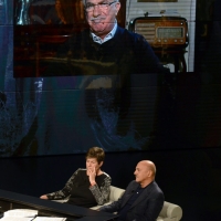 Foto Nicoloro G.  01/02/2014  Milano    Trasmissione televisiva su Rai3 " Che tempo che fa ". nella foto in studio i segretari generali Susanna Camusso, Cgil, e Luigi Angeletti, Uil e in diretta video Raffaele Bonanni, Cisl.