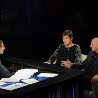 Foto Nicoloro G.  01/02/2014  Milano    Trasmissione televisiva su Rai3 " Che tempo che fa ". nella foto Fabio Fazio accoglie in studio i due segretari generali Susanna Camusso, Cgil, e Luigi Angeletti, Uil.