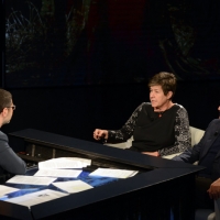 Foto Nicoloro G.  01/02/2014  Milano    Trasmissione televisiva su Rai3 " Che tempo che fa ". nella foto Fabio Fazio con i segretari generali Susanna Camusso, Cgil, e Luigi Angeletti, Uil.