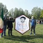 Foto Nicoloro G.   25/04/2021   Ravenna  In occasione del 25 Aprile, Festa della Liberazione, l\' Anpi di Ravenna, ha voluto ricordare lo studente Patrick Zakj, detenuto da piu\' di un anno nelle carceri egiziane, con il \' Volo dell\' aquilone di Zakj \'. nella foto l\' aquilone di Zakj.