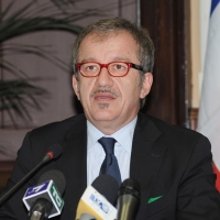 Foto Nicoloro G. 08/04/2011 Milano Vertice in Prefettura tra i ministri degli esteri d’ Italia e di Francia sul problema dell’ immigrazione. nella foto Roberto Maroni, Ministro degli Esteri italiano