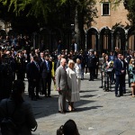 10/04/2025   Ravenna   Visita ufficiale dei Reali Inglesi. nella foto re Carlo III e la regina Camilla in piazza San Francesco.