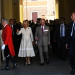 10/04/2025   Ravenna   Visita ufficiale dei Reali Inglesi. nella foto re Crlo III e la regina Camilla al loro  arrivo in Comune.