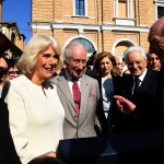 10/04/2025   Ravenna   Visita ufficiale dei Reali Inglesi. nella foto il re Carlo III, la regina Camilla e il presidente Sergio Mattarella.