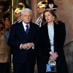 10/04/2025   Ravenna   Visita ufficiale dei Reali Inglesi. nella foto il Presidente Sergio Mattarella con la figlia Laura.