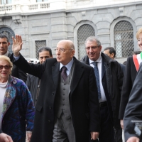 Foto Nicoloro G. 20/03/2011 Milano Visita del Capo dello Stato a Milano per partecipare alla celebrazione di Carlo Cattaneo e visitare il Museo del Palazzo reale. nella foto Giorgio Napolitano e la moglie Clio