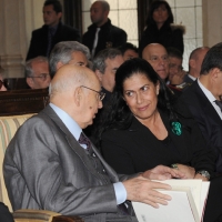 Foto Nicoloro G. 20/03/2011 Milano Visita del Capo dello Stato a Milano per partecipare alla celebrazione di Carlo Cattaneo e visitare il Museo del Palazzo reale. nella foto  Giorgio Napolitano – Rosy Mauro