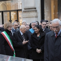 Foto Nicoloro G. 20/03/2011 Milano Visita del Capo dello Stato a Milano per partecipare alla celebrazione di Carlo Cattaneo e visitare il Museo del Palazzo reale. nella foto Letizia Moratti – Giorgio Napolitano – Rosy Mauro