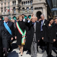 Foto Nicoloro G. 20/03/2011 Milano Visita del Capo dello Stato a Milano per partecipare alla celebrazione di Carlo Cattaneo e visitare il Museo del Palazzo reale. nella foto Guido Podestà – Letizia Moratti – Giorgio Napolitano – Rosy Mauro – Ignazio La Russa