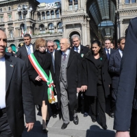 Foto Nicoloro G. 20/03/2011 Milano Visita del Capo dello Stato a Milano per partecipare alla celebrazione di Carlo Cattaneo e visitare il Museo del Palazzo reale. nella foto Letizia Moratti – Giorgio Napolitano – Rosy Mauro – Ignazio La Russa