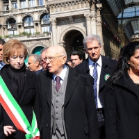 Foto Nicoloro G. 20/03/2011 Milano Visita del Capo dello Stato a Milano per partecipare alla celebrazione di Carlo Cattaneo e visitare il Museo del Palazzo reale. nella foto Letizia Moratti – Giorgio Napolitano – Rosy Mauro