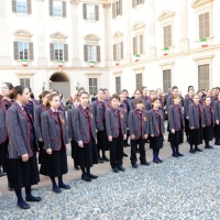 Foto Nicoloro G. 20/03/2011 Milano Visita del Capo dello Stato a Milano per partecipare alla celebrazione di Carlo Cattaneo e visitare il Museo del Palazzo reale. nella foto Coro in onore di Giorgio Napolitano