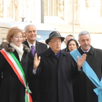 Foto Nicoloro G. 01/02/2011 Milano Visita del presidente Giorgio Napolitano al Museo del \'900. nella foto Letizia Moratti – Roberto Formigoni – Giorgio Napolitano – Guido Podestà