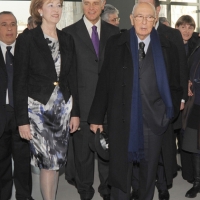 Foto Nicoloro G. 01/02/2011 Milano Visita del presidente Giorgio Napolitano al Museo del \'900. nella foto Letizia Moratti – Roberto Formigoni – Giorgio Napolitano