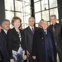 Foto Nicoloro G. 01/02/2011 Milano Visita del presidente Giorgio Napolitano al Museo del \'900. nella foto Guido Podestà – Letizia Moratti – Roberto Formigoni – Giorgio Napolitano