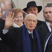 Foto Nicoloro G. 01/02/2011 Milano Visita del presidente Giorgio Napolitano al Museo del \'900. nella foto Letizia Moratti – Roberto Formigoni – Giorgio Napolitano