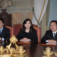 Foto Nicoloro G. 18/10/2011 Milano E’ arrivato in citta’ il presidente della Repubblica di Mongolia ed e’ stato ricevuto a palazzo Marino dal sindaco. nella foto Jargalsaikhan Enkhsaqikhan – Gantuya Tsevegdorj - Tsakhiagiin Elbegdorj