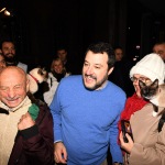 05/12/2019   Ravenna   Inaugurazione della nuova sede provinciale della Lega. nella foto Matteo Salvini posa per una foto tra due gatti, animali che \' mangerebbero le sardine \'.
