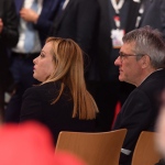 Foto Nicoloro G.   17/03/2023   Rimini   Terza giornata del XIX Congresso Nazionale CGIL dal titolo ' Il lavoro crea il futuro '.   nella foto Giorgia Meloni e Maurizio Landini.