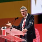 Foto Nicoloro G.   17/03/2023   Rimini   Terza giornata del XIX Congresso Nazionale CGIL dal titolo ' Il lavoro crea il futuro '.   nella foto  Maurizio Landini.