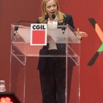 Foto Nicoloro G.   17/03/2023   Rimini   Terza giornata del XIX Congresso Nazionale CGIL dal titolo ' Il lavoro crea il futuro '.   nella foto il presidente Giorgia Meloni durante il suo intervento.