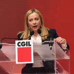 Foto Nicoloro G.   17/03/2023   Rimini   Terza giornata del XIX Congresso Nazionale CGIL dal titolo \' Il lavoro crea il futuro \'.   nella foto il presidente Giorgia Meloni durante il suo intervento.