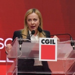 Foto Nicoloro G.   17/03/2023   Rimini   Terza giornata del XIX Congresso Nazionale CGIL dal titolo ' Il lavoro crea il futuro '.   nella foto il presidente Giorgia Meloni durante il suo intervento.
