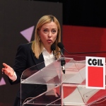 Foto Nicoloro G.   17/03/2023   Rimini   Terza giornata del XIX Congresso Nazionale CGIL dal titolo ' Il lavoro crea il futuro '.   nella foto il presidente Giorgia Meloni durante il suo intervento.