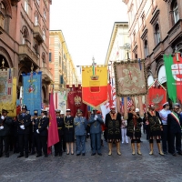 Foto Nicoloro G.  02/08/2014  Bologna    34esimo anniversario della strage alla stazione di Bologna. nella foto i gonfaloni delle città presenti alla cerimonia.