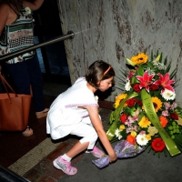 Foto Nicoloro G.  02/08/2014  Bologna    34esimo anniversario della strage alla stazione di Bologna. nella foto parenti davanti alla lapide con i nomi delle vittime.